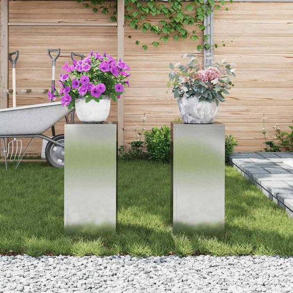 vidaXL Augalų stovas 2 pcs Sidabro 24 x 24 x 55 cm
