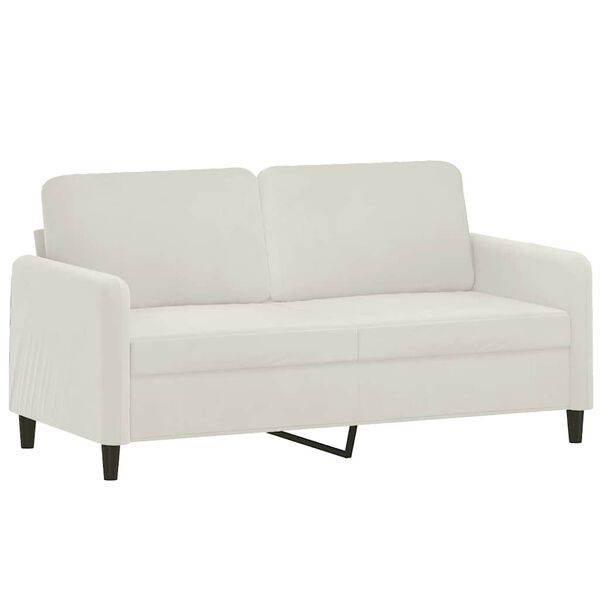 vidaXL Dvivietė sofa su pagalvėlėmis, kreminės spalvos, 140cm, aksomas