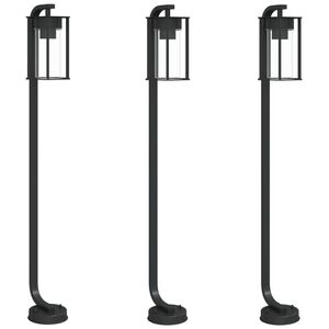 vidaXL Lauko &scaron;viestuvai, 3vnt., juodi, 100cm, nerūdijantis plienas