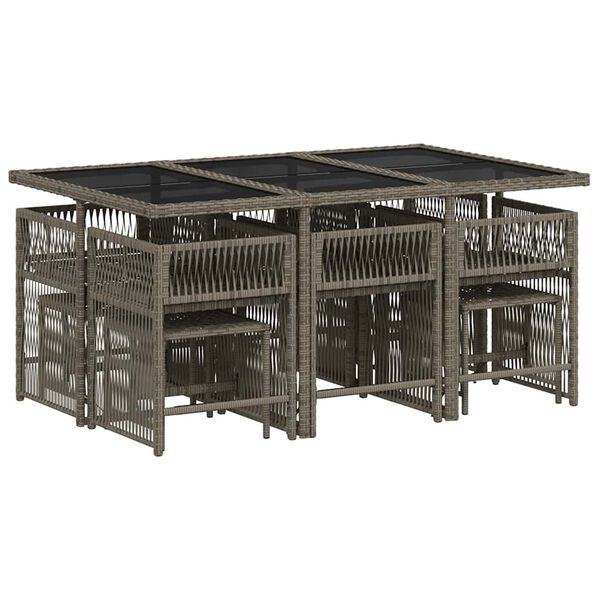 vidaXL Sodo komplektas su pagalvėlėmis, 11 dalių, pilkas, poliratanas