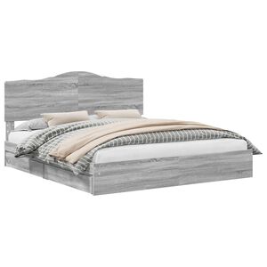 vidaXL Saugos lova Pilkas Sonoma 200 x 200 cm Apdirbta mediena