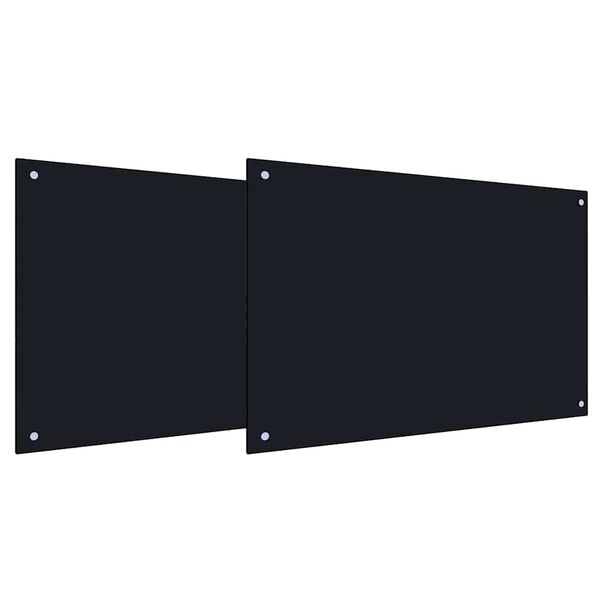 vidaXL Virtuvės užpakalinė plok&scaron;tė 2 pcs Juoda 90 x 50 cm