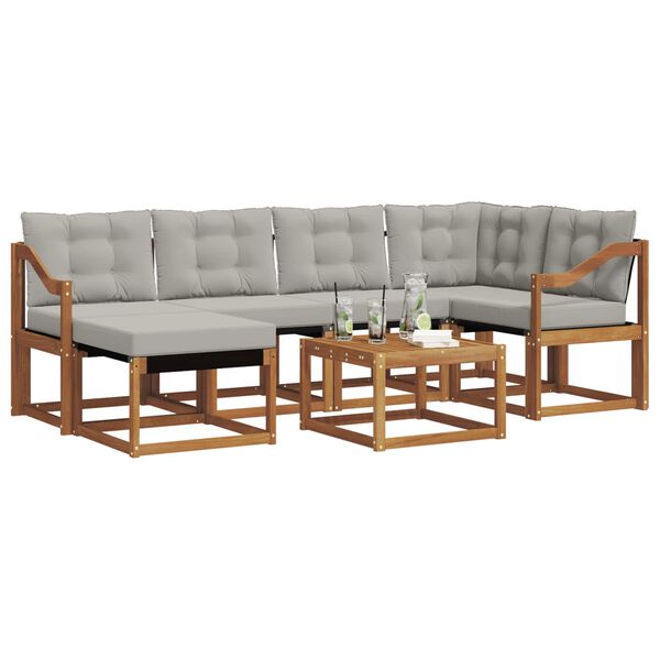 vidaXL Lauko sofos komplektas 7 pcs Natūrali ir &scaron;viesiai pilka