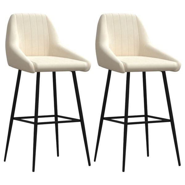 vidaXL Baro taburetės, 2vnt., kreminės spalvos, aksomas