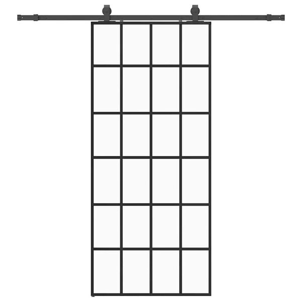 vidaXL Stumdomos durys su įrangos rinkiniu, juodas, 90x205 cm, ESG ir