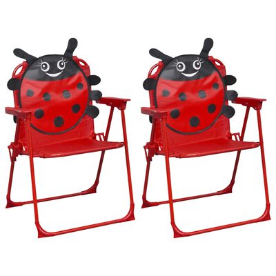 vidaXL Vaikiškos sodo kėdės, 2vnt., raudonos spalvos, audinys