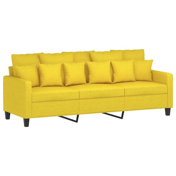 vidaXL Trivietė sofa su pakoja, &scaron;viesiai geltona, 180cm, audinys