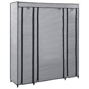 vidaXL Drab. spinta su skyr. ir stryp., pilka, 150x45x176cm, audinys