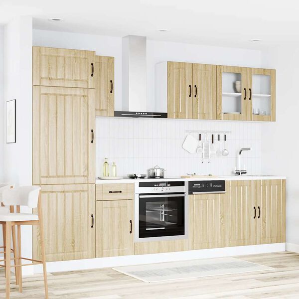 vidaXL Virtuvinių spintelių komplektas, 8 dalių, Lucca, ąžuolo