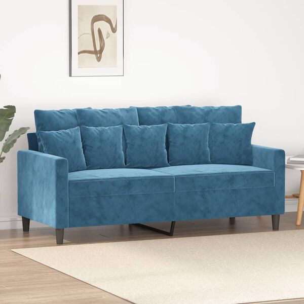 vidaXL Dvivietė sofa, mėlynos spalvos, 140cm, aksomas