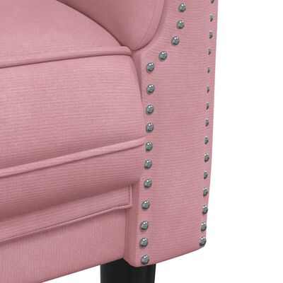 vidaXL Trivietė sofa, rožinės spalvos, aksomas