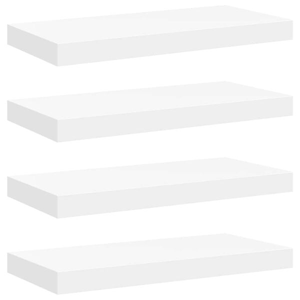vidaXL Pakabinamos sieninės lentynos, 4vnt., baltos, 50x23x3,8cm, MDF