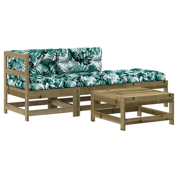 vidaXL Sodo poilsio komplektas su pagalvėlėmis, 4 dalių, pu&scaron;is