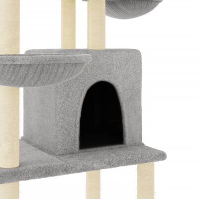 vidaXL Draskyklė katėms su stovais iš sizalio, šviesiai pilka, 180cm