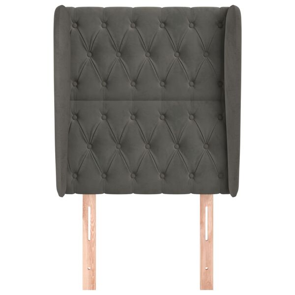 vidaXL Galvūgalis su auselėmis, pilkas, 83x23x118/128cm, aksomas