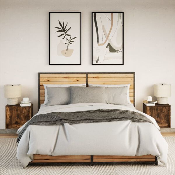 vidaXL Sieninės naktinės spintelės su LED, 2vnt., dūminio ąžuolo