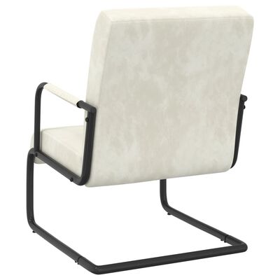 vidaXL Gembinė kėdė, kreminės baltos spalvos, aksomas