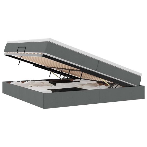 vidaXL Lova su daiktų laikymo vieta ir čiužiniu Tamsiai pilka