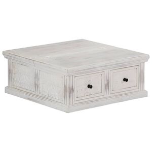 vidaXL Kavos staliukas, baltas, 70x70x30 cm, mango medienos masyvas