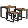 vidaXL Suklijuotas stalas 3 vnt. Ruda ir juoda 50 x 40 x 45 cm