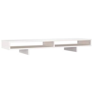vidaXL Monitoriaus stovas, baltas, 100x27x14cm, pu&scaron;ies masyvas