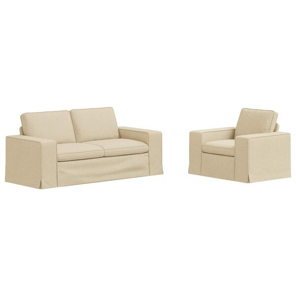vidaXL Sofa 2 pcs Kreminė 182 x 80 x 82 cm audinys