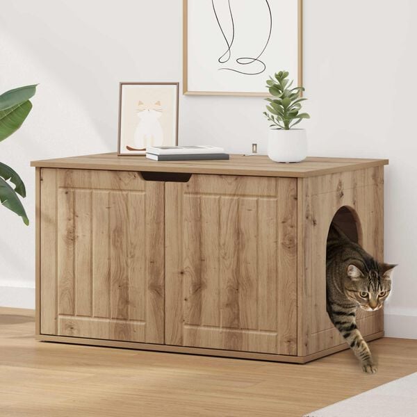 vidaXL Katės namelis Meistrų ąžuolas 85 x 55 x 50,5 cm