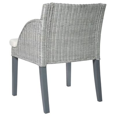 vidaXL Valgomojo kėdė su pagalvėle, pilka, natūralus ratanas