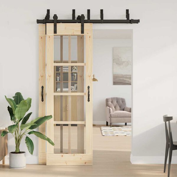 vidaXL Stumdomų durų įrangos rinkinys, juodos sp., 152,5cm, plienas