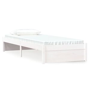 vidaXL Lovos rėmas, baltas, 75x190cm, medienos masyvas, vienvietis