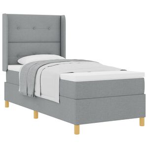 vidaXL Kiemas lova su galvūgalio &Scaron;viesiai pilka 90 x 190 cm audinys