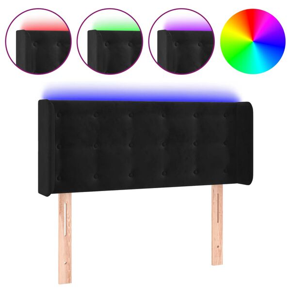 vidaXL Galvūgalis su LED, juodos spalvos, 103x16x78/88cm, aksomas