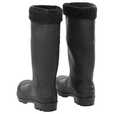 vidaXL Guminiai batai su išimamomis kojinėmis, juodi, PVC, 40 dydžio