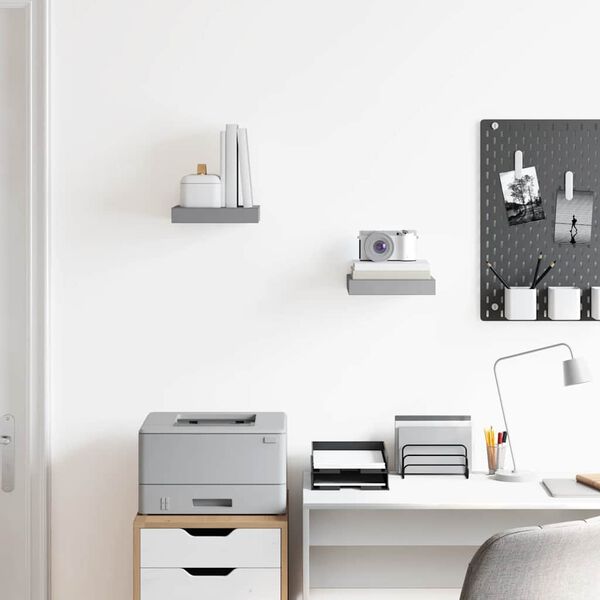 vidaXL Pakabinamos lentynos, 2vnt., pilkos, 23x23,5x3,8cm, MDF