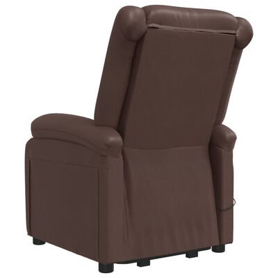 vidaXL Atsistojantis masažinis krėslas, rudos spalvos, dirbtinė oda