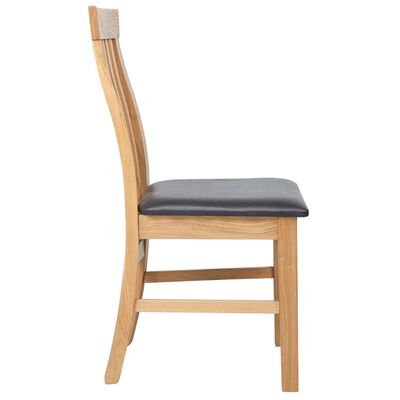 vidaXL Valgomojo kėdės, 2vnt., ąžuolo medienos masyv. ir dirbtinė oda