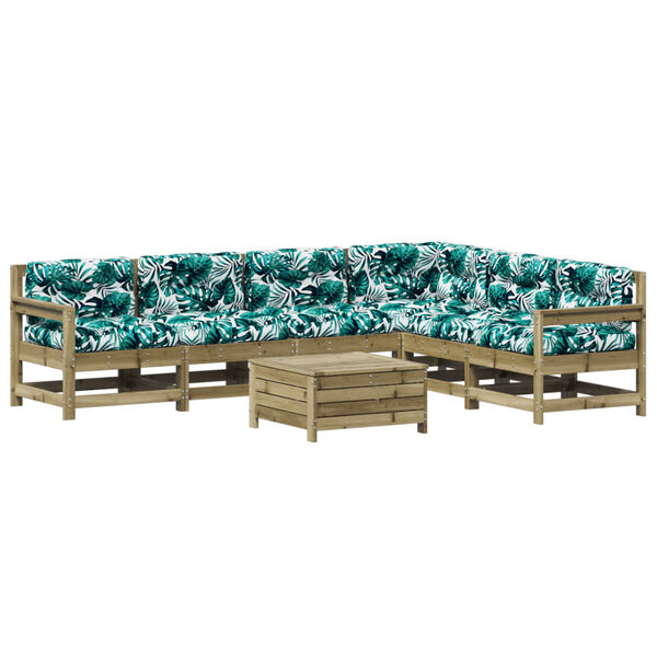 vidaXL Sodo poilsio komplektas su pagalvėlėmis, 7 dalių, pu&scaron;is