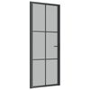 vidaXL Vidaus durys, juodos, 83x201,5cm, matinis stiklas ir aliuminis