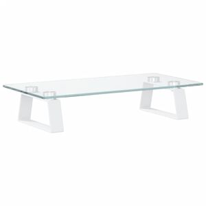 vidaXL Monitoriaus stovas, baltas, 40x20x8cm, stiklas ir metalas