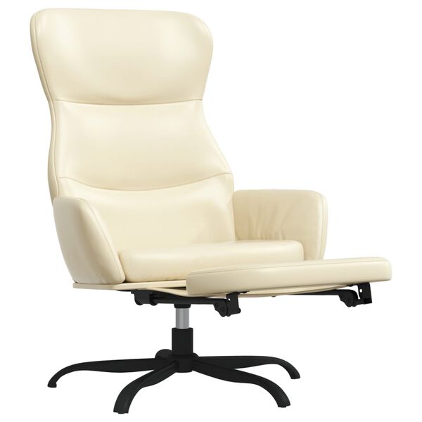 vidaXL Poilsio kėdė su pakoja, kreminės spalvos, dirbtinė oda