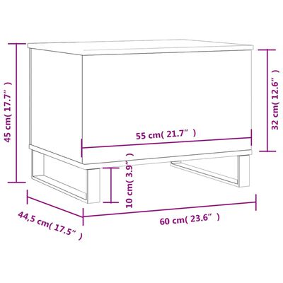 vidaXL Kavos staliukas, baltas, 60x44,5x45cm, mediena, blizgus