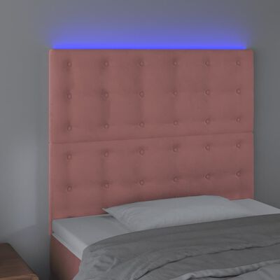 vidaXL Galvūgalis su LED, rožinės spalvos, 80x5x118/128cm, aksomas