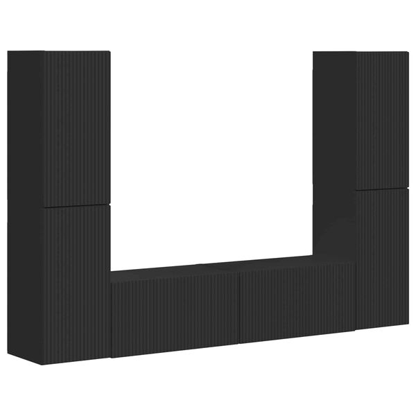 vidaXL TV spintelių komplektas 6 pcs Juoda Apdirbta mediena