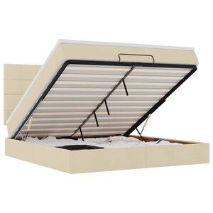 vidaXL Osmanų lovos rėmas su čiužiniu, kreminis, 160x200 cm, audinys