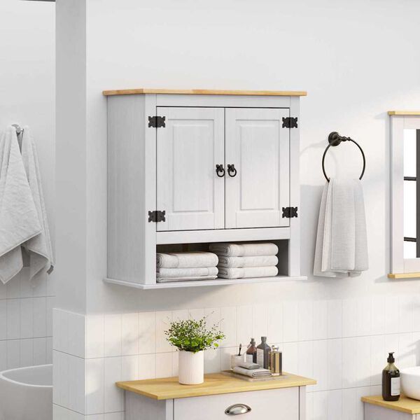 vidaXL Pakabinama spintelė su saugykla Corona Balta 70 x 33 x 71,5 cm