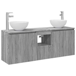 vidaXL Vonios spintos komplektas 3 vnt. Pilka Sonoma 129 x 35 x 80 cm
