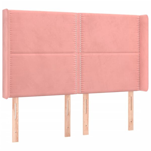 vidaXL Galvūgalis su LED, rožinės spalvos, 147x16x118/128cm, aksomas