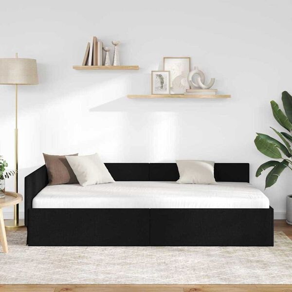 vidaXL Kampinė lovos konstrukcija Juoda 80 cm x 200 cm Aksomas