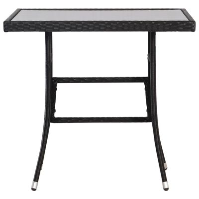 vidaXL Sodo stalas, juodas, 80x80x74cm, poliratanas