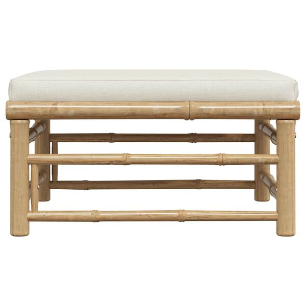 vidaXL Sodo pakoja su kremine balta pagalvėle, bambukas